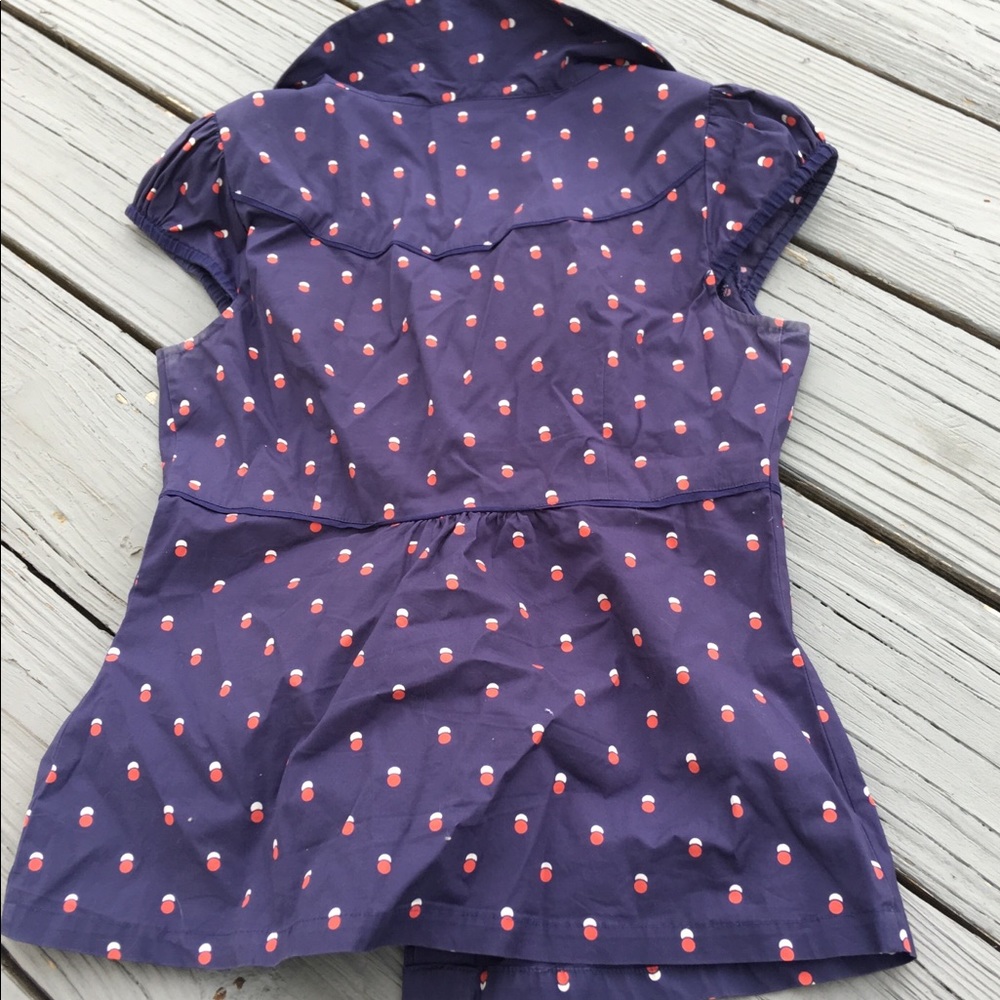 Anthropologie odille Lunar Eclipse top 2 y2k navy blue geo moon eclipse - Picture 3 of 4
